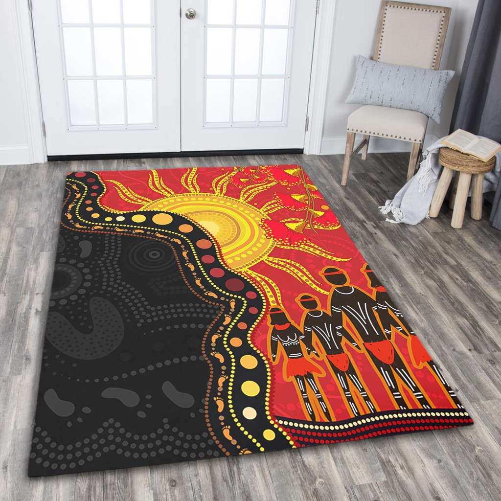 Australia Area Rug Indigenous Dot Painting Inspired By The Aboriginal Flag