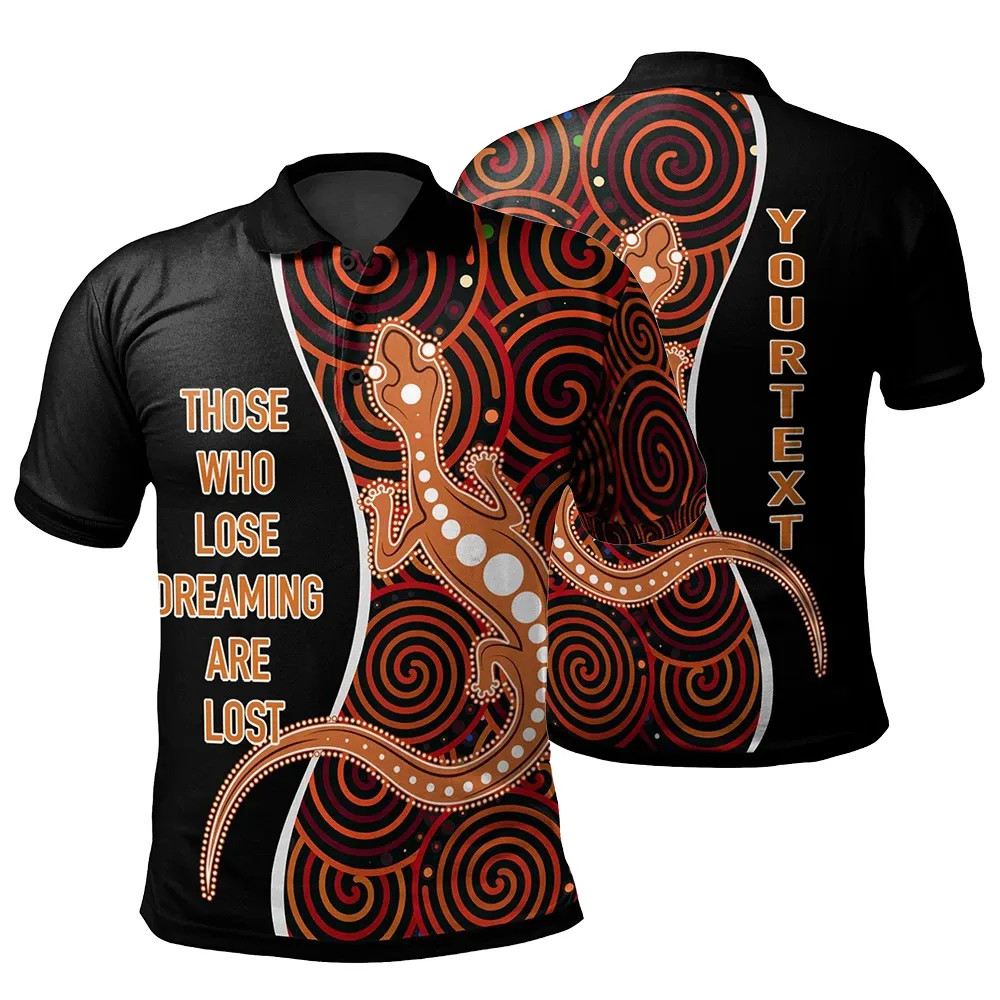 Australia Aboriginal Personalised Polo Shirt Indigenous Lizard Dreaming