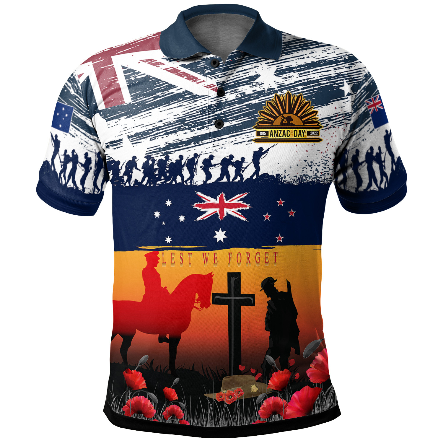 Australian and New Zealand Army Corps Anzac Day Polo Shirt For The