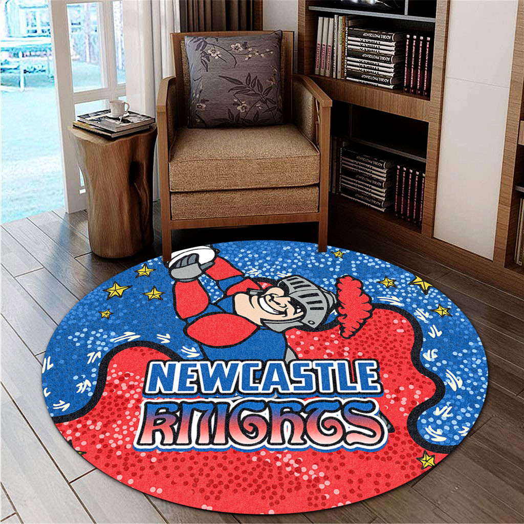 Newcastle Knights Custom Round Rug - Team With Dot And Star Patterns ...