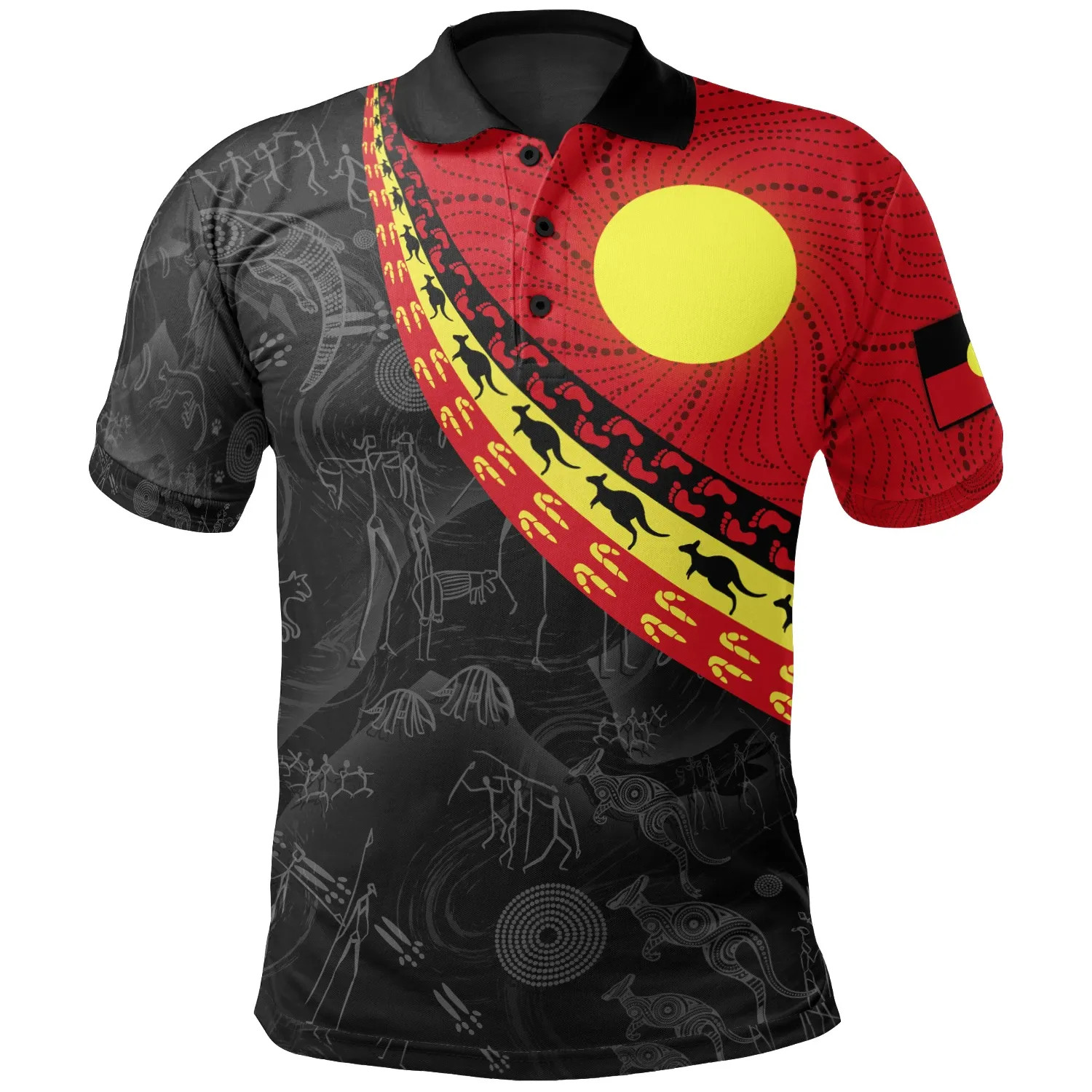 Aboriginal Polo Shirt - Australian Coat of Arms Polo Shirt Aussie Spirit Unisex