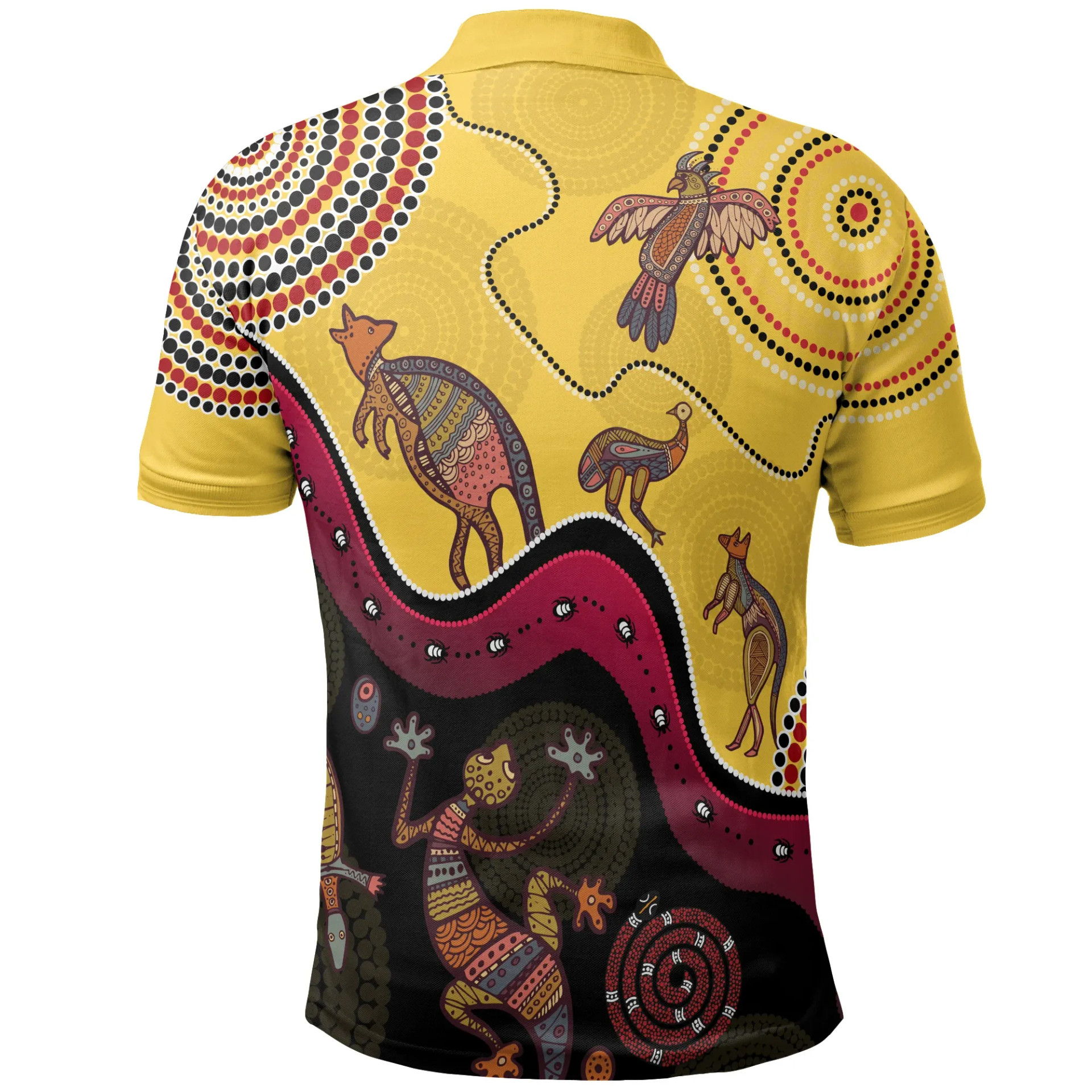 Australia Aboriginal Inspired Polo Shirt - Indigenous Animals Life Art