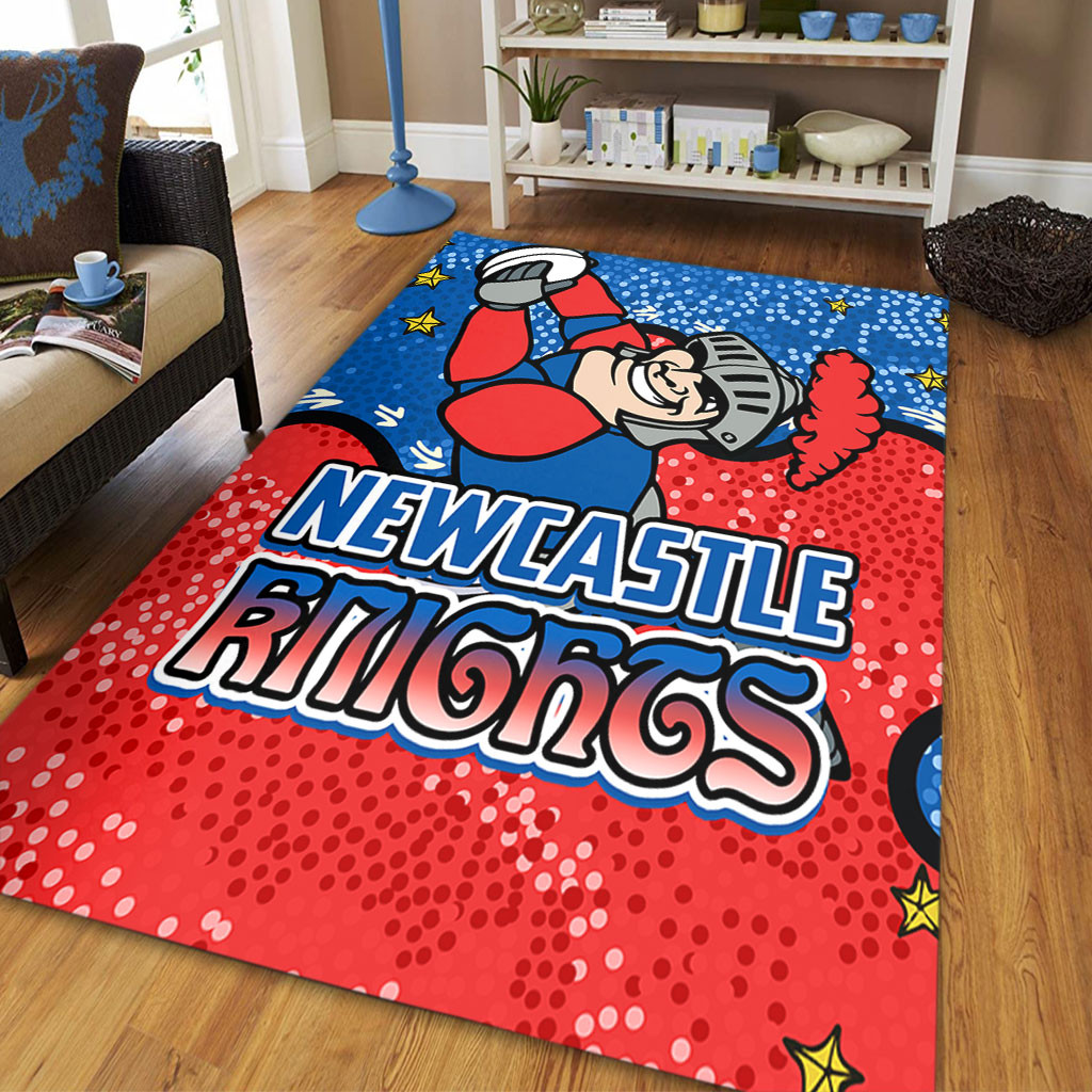 Newcastle Knights Custom Area Rug - Team With Dot And Star Patterns For ...