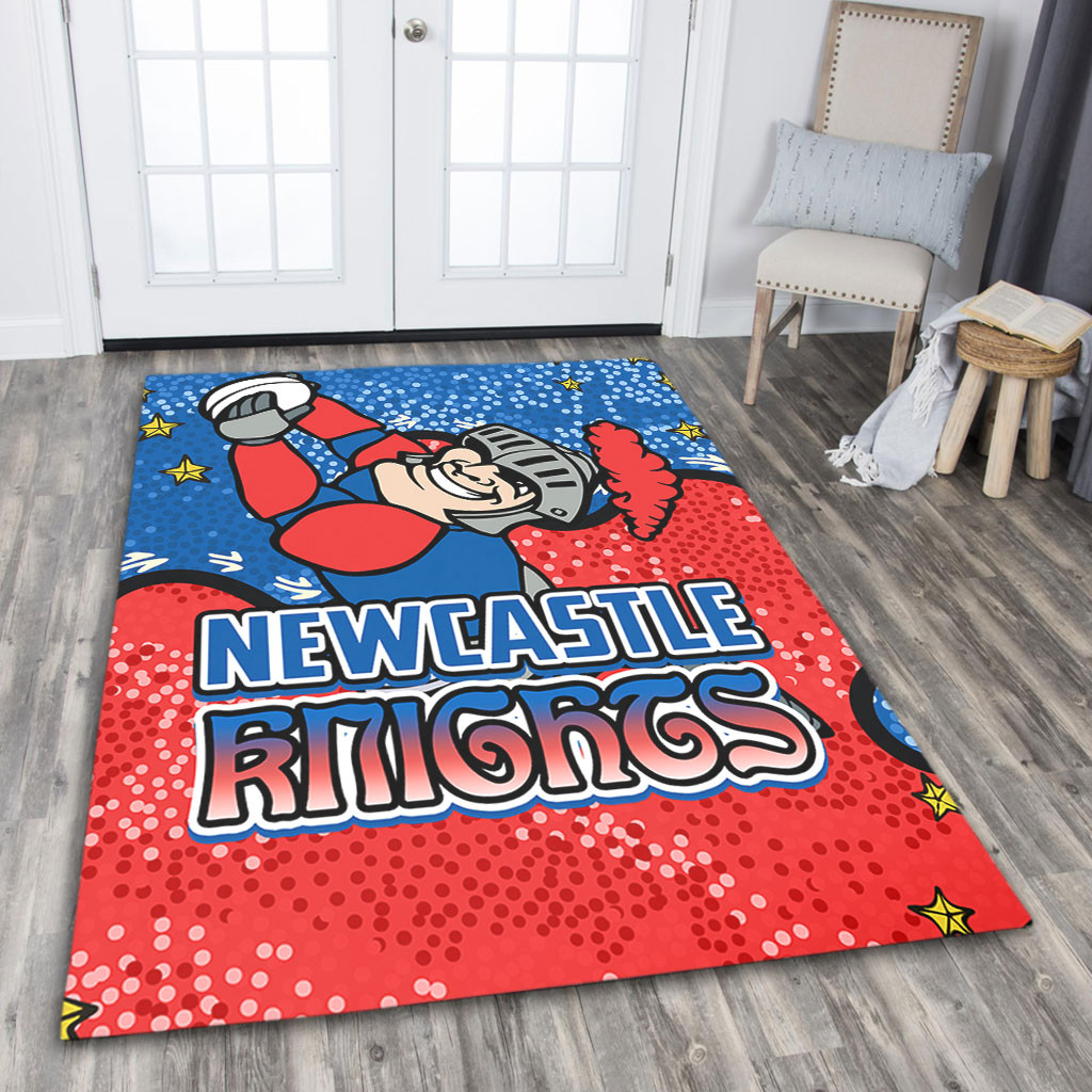 Newcastle Knights Custom Area Rug - Team With Dot And Star Patterns For ...
