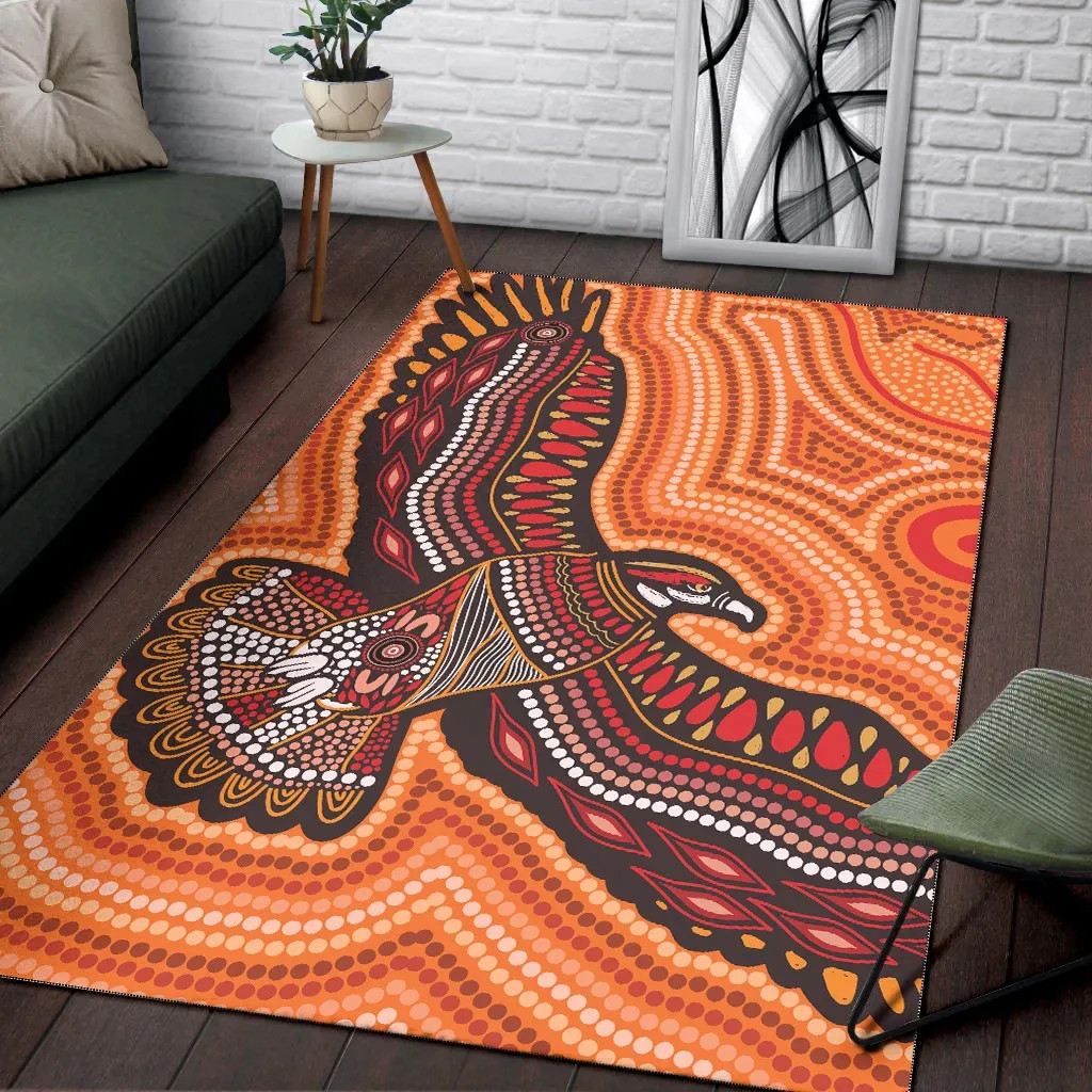 Australia Aboriginal Area Rug - Indigenous Symbol Eagle