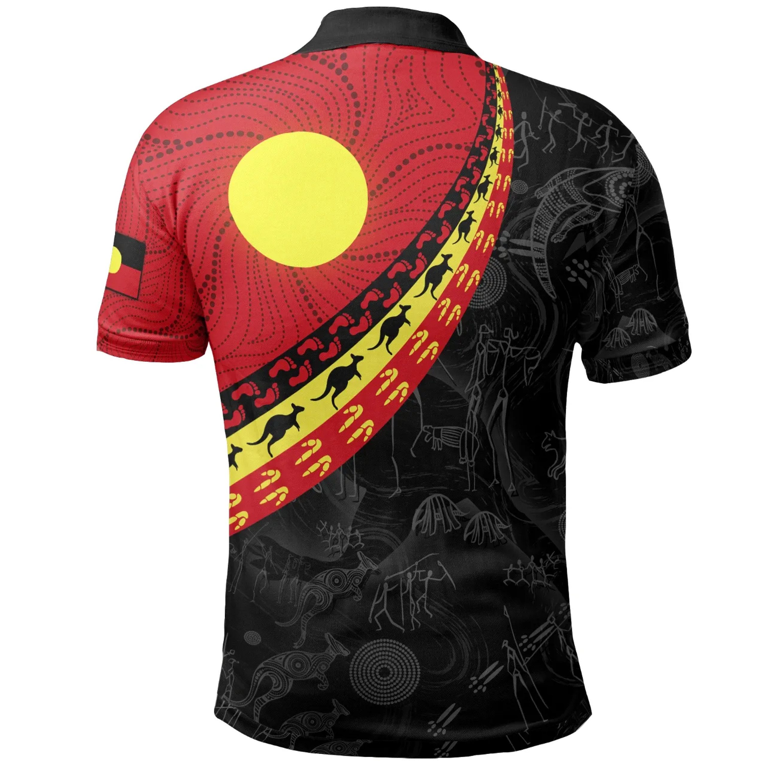 Australia Aboriginal Polo Shirt - Indigenous Flag Circle Dot Painting
