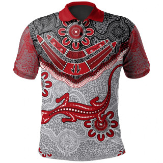 Australia Aboriginal Polo Shirt - Indigenous Boomerang and Lizard Art