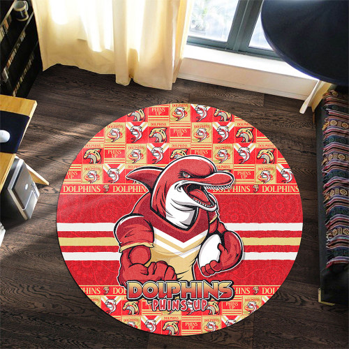 【rug】Dolphins NFL タペストリーラグマット ドルフィンズ Redcliffe Dolphins Round Rug Champion's Pride Comic Style