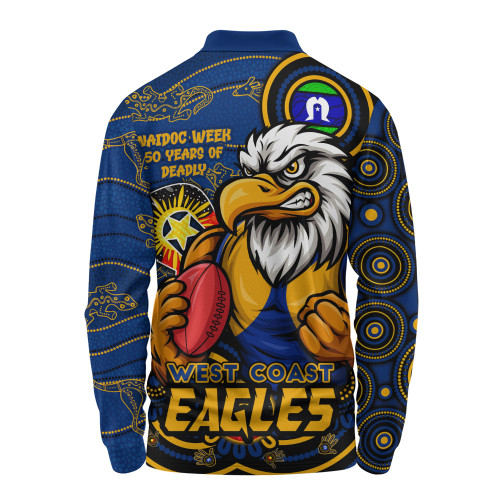 West Coast Eagles Long Sleeve Polo Shirt NAIDOC Week A Legacy Forged in 50 Years Of Deadly Spirit