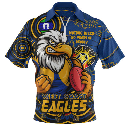 West Coast Eagles Zip Polo Shirt NAIDOC Week A Legacy Forged in 50 Years Of Deadly Spirit