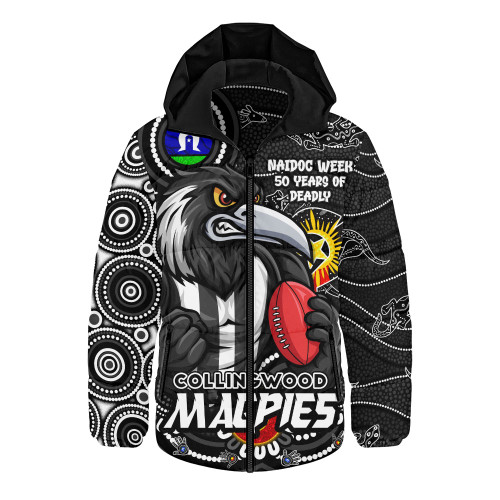 Collingwood Hooded Padded Jacket NAIDOC Week A Legacy Forged in 50 Years Of Deadly Spirit