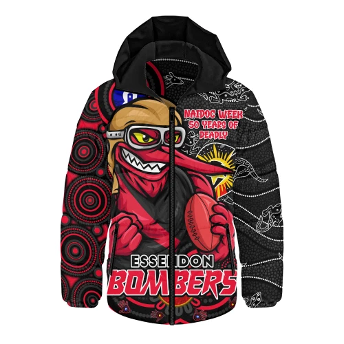Essendon Hooded Padded Jacket NAIDOC Week A Legacy Forged in 50 Years Of Deadly Spirit