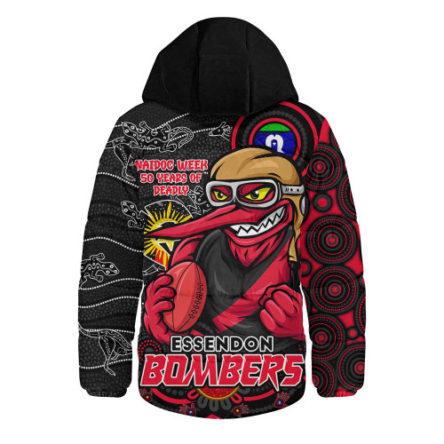 Essendon Hooded Padded Jacket NAIDOC Week A Legacy Forged in 50 Years Of Deadly Spirit