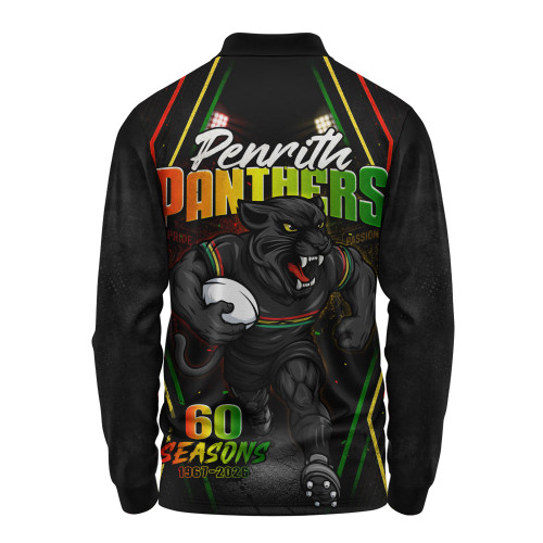 Penrith Panthers Long Sleeve Polo Shirt Pride Rising Through 60 Seasons Of Glory