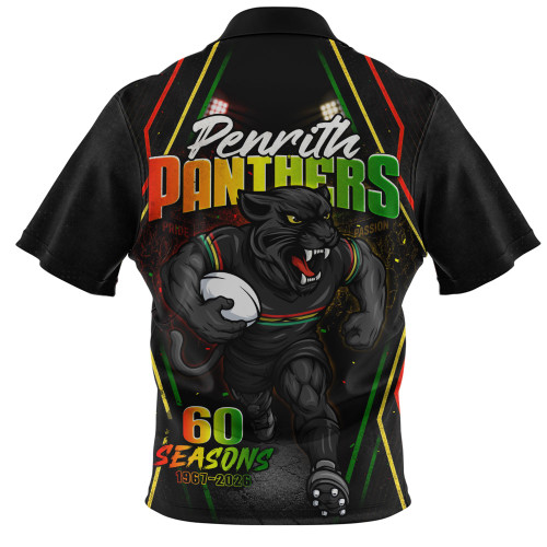 Penrith Panthers Zip Polo Shirt Pride Rising Through 60 Seasons Of Glory