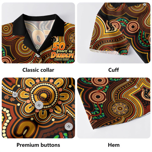 Indigenous Australian Aboriginal Hawaiian Shirt NAIDOC Week Golden Dreaming Dot Art