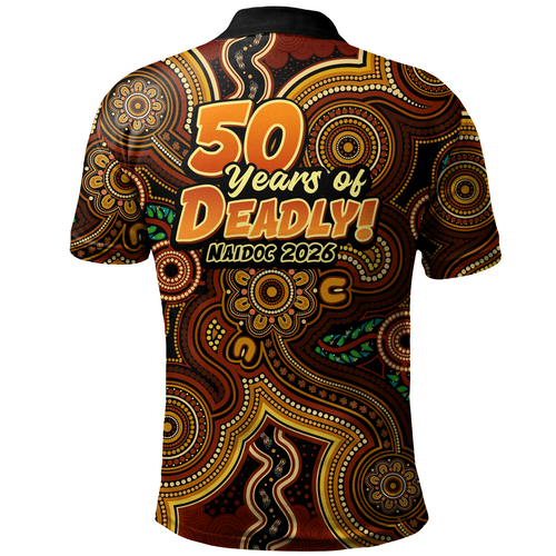 Indigenous Australian Aboriginal Polo Shirt NAIDOC Week Golden Dreaming Dot Art