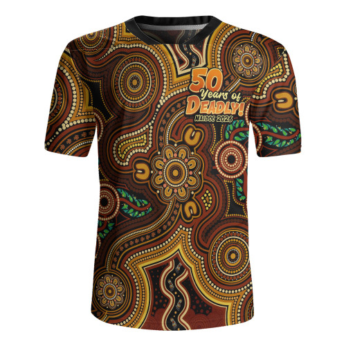 Indigenous Australian Aboriginal Rugby Jersey NAIDOC Week Golden Dreaming Dot Art
