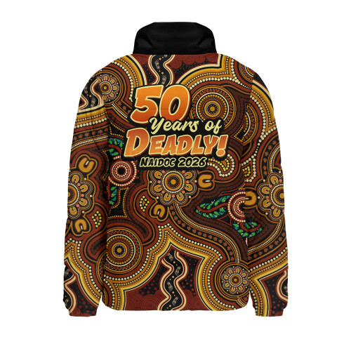 Indigenous Australian Aboriginal Padded Jacket NAIDOC Week Golden Dreaming Dot Art