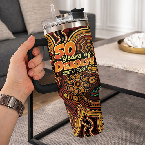 Indigenous Australian Aboriginal 40oz Tumbler NAIDOC Week Golden Dreaming Dot Art