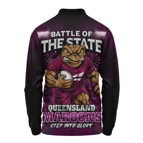 Queensland Maroons Long Sleeve Polo Shirt Origin Final Battle Rising Glory