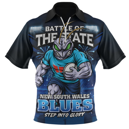 New South Wales Blues Zip Polo Shirt Origin Final Battle Rising Glory