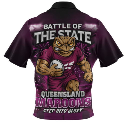 Queensland Maroons Zip Polo Shirt Origin Final Battle Rising Glory