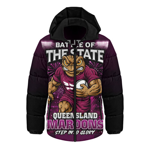 Queensland Maroons Hooded Padded Jacket Origin Final Battle Rising Glory