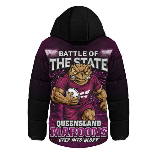 Queensland Maroons Hooded Padded Jacket Origin Final Battle Rising Glory