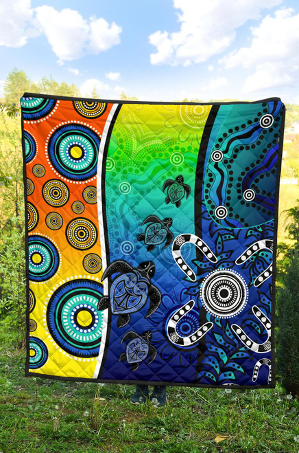 Australia Aboriginal Quilt - Indigenous Turtle Dot Painting Art Australia Aboriginal Quilt - Indigenous Turtle Dot Painting Art