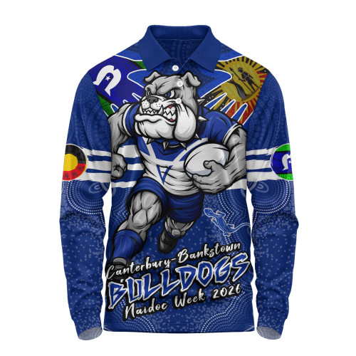 Canterbury-Bankstown Bulldogs Long Sleeve Polo Shirt NAIDOC Week 2026 Forged In Deadly Spirit