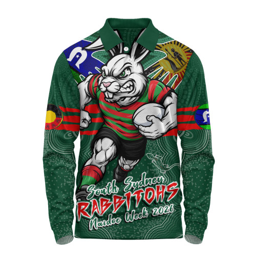 South Sydney Rabbitohs Long Sleeve Polo Shirt NAIDOC Week 2026 Forged In Deadly Spirit