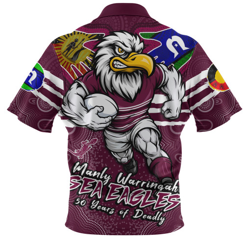Manly Warringah Sea Eagles Zip Polo Shirt NAIDOC Week 2026 Forged In Deadly Spirit
