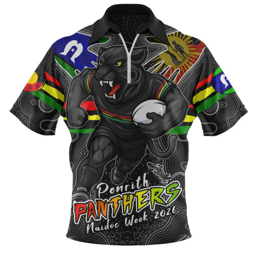 Penrith Panthers Zip Polo Shirt NAIDOC Week 2026 Forged In Deadly Spirit