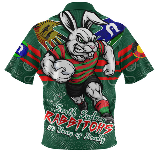 South Sydney Rabbitohs Zip Polo Shirt NAIDOC Week 2026 Forged In Deadly Spirit