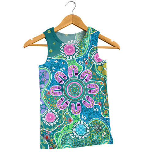 Indigenous Australian Aboriginal Men Singlet Naidoc Sacred Tracks Culture Spirit