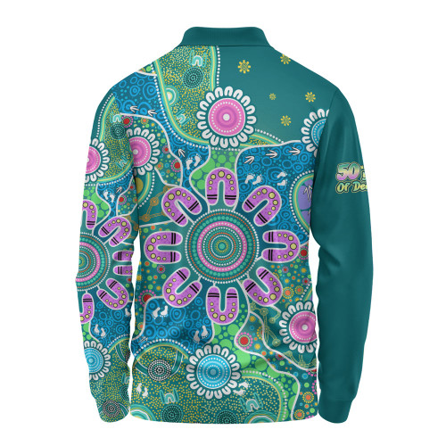 Indigenous Australian Aboriginal Long Sleeve Polo Shirt Naidoc Sacred Tracks Culture Spirit