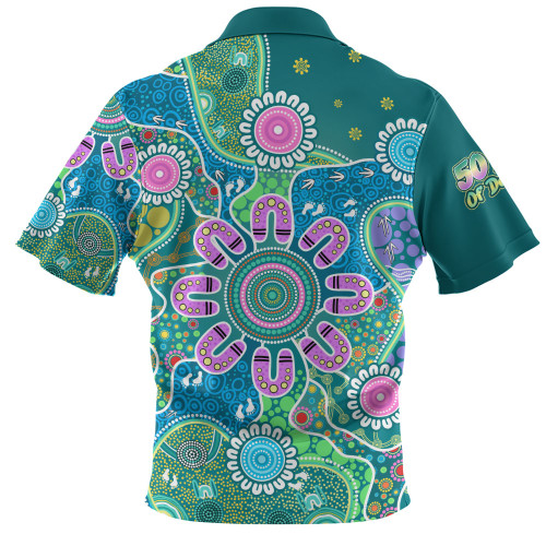Indigenous Australian Aboriginal Zip Polo Shirt Naidoc Sacred Tracks Culture Spirit