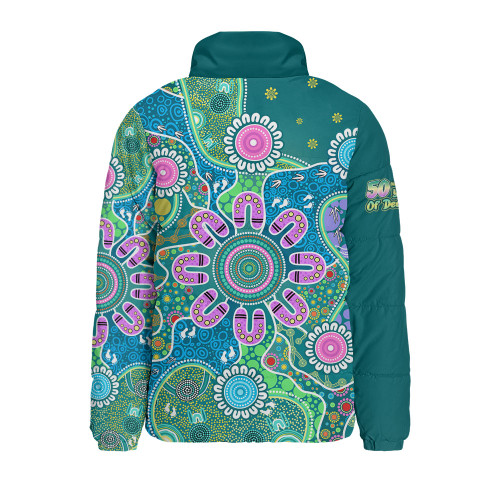 Indigenous Australian Aboriginal Padded Jacket Naidoc Sacred Tracks Culture Spirit