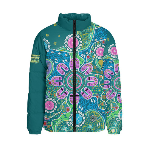 Indigenous Australian Aboriginal Padded Jacket Naidoc Sacred Tracks Culture Spirit