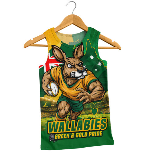 Aussie Wallabies Men Singlet Rising Green Gold Nations Championship Force