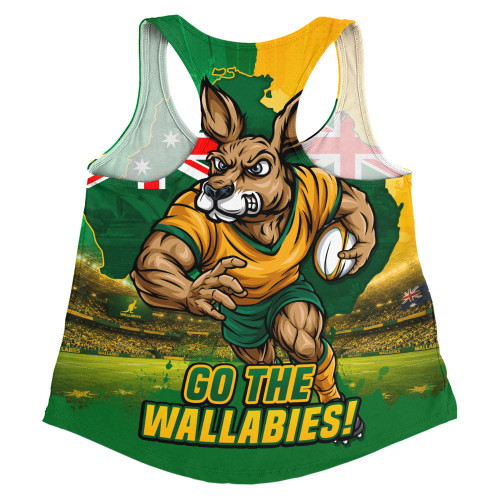 Aussie Wallabies Women Racerback Singlet Rising Green Gold Nations Championship Force