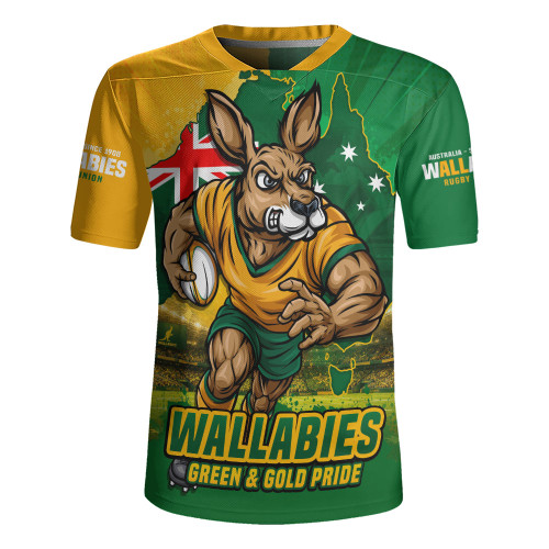 Aussie Wallabies Rugby Jersey Rising Green Gold Nations Championship Force