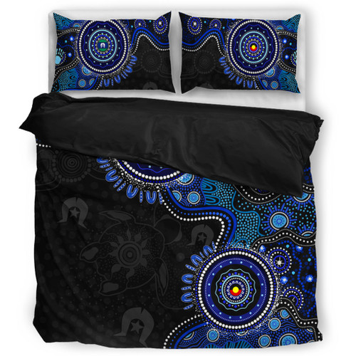 Indigenous Australian Aboriginal Bedding Set Spirit Tracks Connection Through Sea Country