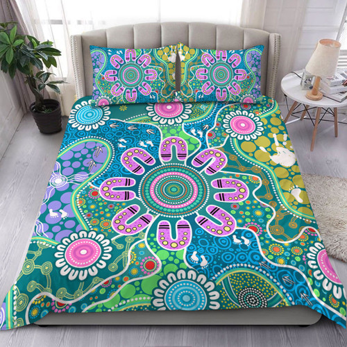 Indigenous Australian Aboriginal Bedding Set Sacred Journey Tracks Culture Spirit