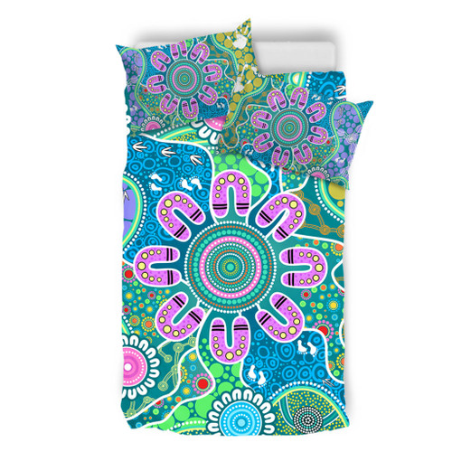 Indigenous Australian Aboriginal Bedding Set Sacred Journey Tracks Culture Spirit