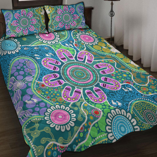 Indigenous Australian Aboriginal Quilt Bed Set Sacred Journey Tracks Culture Spirit