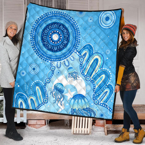Indigenous Australian Aboriginal Quilt Ocean Dreaming Jellyfish Tracks Pride