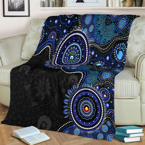 Indigenous Australian Aboriginal Blanket Spirit Tracks Connection Through Sea Country
