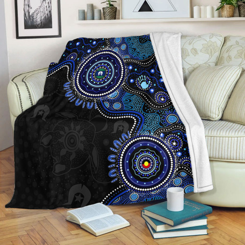 Indigenous Australian Aboriginal Blanket Spirit Tracks Connection Through Sea Country